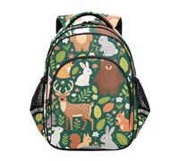 voucong Zaino sportivo per ragazze ragazzi studenti borsa giocattolo bambini viaggi zainetti 43,2 cm taglia M verde safari animale foglia