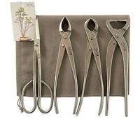vouiu - Set di 4 attrezzi per bonsai, include tronchese concava, tronchese sferica, tagliarami e forbici per bonsai
