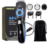 Voukad Regolabarba da uomo con 3 accessori, 40 precisioni regolabili, impermeabile, durata di 240 minuti, per baffi, viso, testa, collo, barba e barba, scelta regalo