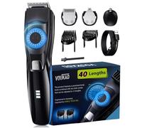 Voukad Regolabarba elettrico a 40 precisione per uomo, rasoio elettrico per barba, baffi, peli del viso e delle orecchie, tagliacapelli multi-serie, impermeabile, ricarica USB C, custodia morbida (blu