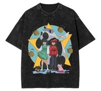 Voulkco Comedy Giapponese Anime T Shirt Lavato Manica Corta Oversize T Shirt Ranma 1/2 Mens Tops Street Stampato T Shirt-Black1||S