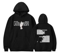 Voulkco Felpa con Cappuccio da Uomo Laura Pausini Merch World Tour 2024 Felpa con Cappuccio da Donna Casual Gothic Pullover Unisex Manica Lunga-Black||XS