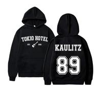 Voulkco Felpa con Cappuccio Rock Tokyo -Band Hotel Kaulitz 89 Felpa con Cappuccio Stampata Moda Pullover Uomo e Donna con Cappuccio Abbigliamento Casual a Maniche Lunghe-Black||XS