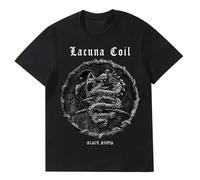 Voulkco Maglietta da Uomo Lacuna Coil Cotone O-Neck Camicia a Maniche Corte Neutro Nero T-Shirt Moda Casual Top-XL