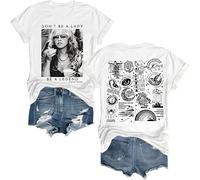 Voulkco Magliette da Donna Don't Be A Lady Be A Legend Maglietta Stampata Stev-ie Music Ni-CKS Cotone Morbido a Maniche Corte Top Streetwear Unisex-Black||XS