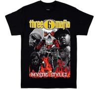 Voulkco Rapper Hip Hop Three Six Mafia T-Shirt con Stampa T-Shirt in Cotone Allentata Taglie Forti T-Shirt Casual da Uomo y2k Abbigliamento Unisex-XXS