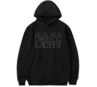 Voulkco Real Men Listen To Laufey Felpa con Cappuccio Unisex Moda Lettera Stampa Felpa Uomo Donna Harajuku Abbigliamento Casual-Black||XS