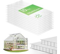 VOUNOT® 10 Lastre Alveolari in Policarbonato 6mm, 60,5x121cm, 7,32 m², Trasparente, Resistenti ai Raggi UV, Pannelli Alveolari a Doppia per Serra, Giardino, Coperture e Garage