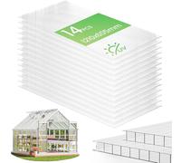 VOUNOT® 14 Lastre Alveolari in Policarbonato 4mm, 60,5x121cm, 10,25 m², Trasparente, Resistenti ai Raggi UV, Pannelli Alveolari a Doppia per Serra, Giardino, Coperture e Garage