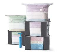 VOUNOT 3 Sacchetti Sottovuoto per Vestiti Salvaspazio Riutilizzabili con Pompa e 3 Scatola di Immagazzinaggio EDENOO con Manici, per Lenzuola, Piumoni, Cuscini, Coperte