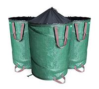 VOUNOT® 3 x 100L Borsa da Giardino per Foglie, Sacchi da Giardinaggio Pop Up, Sacco per Rifiuti da Giardino con Maniglie, Antistrappo, Idrorepellente, Riutilizzabile, Pieghevole