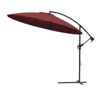 VOUNOT® 300 cm Shanghai Ombrellone Decentrato, Parasole Giardino Grande con Manovella e Copertura, Protezione UV, Rosso Scuro