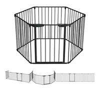 VOUNOT® Barriera di Sicurezza 375 cm per Bambini e Cani, Cancello Cancelletto Griglia di Sicurezza per Camino, Preassemblato, 6 Pannelli Barriera Protettiva Pieghevole per Porte o Scale, Nero