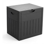 VOUNOT® Baule da Esterno 126L con Coperchio e Maniglie Incassate, Cassapanca da Giardino Impermeabile e Resistente ai Raggi UV 56x43x53 cm, per Terrazza, Balcone e Piscina, Effetto Legno, Nero