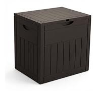 VOUNOT® Baule da Esterno 126L con Coperchio e Maniglie Incassate, Cassapanca da Giardino Impermeabile e Resistente ai Raggi UV 56x43x53 cm, per Terrazza, Balcone e Piscina, Effetto Legno, Marrone