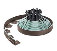 VOUNOT® Bordo Giardino Flessibile, Bordi Aiuole Plastica, con 30 Chiodi di Fissaggio, Lunghezza 10m, Altezza 5cm, Marrone Bordato di Verde Chiaro
