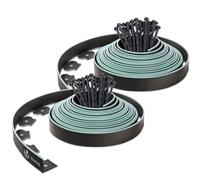 VOUNOT® Bordo Giardino Flessibile, Bordi Aiuole Plastica, con 60 Chiodi di Fissaggio, Lunghezza 20m, Altezza 5cm, Nero Bordato di Verde Chiaro