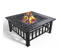 VOUNOT® Braciere da Esterno, 3 in 1 Braciere da Giardino con Copertura, Fire Pit per Campeggio Riscaldamento Terrazza da Campeggio, 81x81x45 cm, Nero