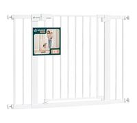 VOUNOT® Cancelletto di Sicurezza per Bambini in Metallo 103-110 cm, Barriera per Scale a Pressione Senza Foratura Altezza 76 cm, Chiusura Automatica con Doppio Blocco, Apertura Bidirezionale, Bianco