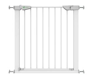 VOUNOT® Cancelletto di Sicurezza per Cani, Scale, 75-84 cm, Fissaggio a Pressione senza Fori, Bianco Metallo