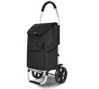 VOUNOT® Carrello della Spesa Pieghevole in Alluminio, Carrello Portaspesa con Borsa da 58L, Ruote Silenziose e Parafanghi, Nero