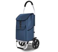 VOUNOT® Carrello della Spesa Pieghevole in Alluminio, Carrello Portaspesa con Borsa da 58L, Ruote Silenziose e Parafanghi, Blu