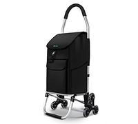 VOUNOT® Carrello Spesa Pieghevole in Alluminio, Carrello Portaspesa 6 Ruote con Borsa Oxford Staccabile, 45 L, Nero