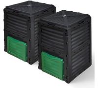 VOUNOT Compostiera da Giardino, 2 x 300L Composter da Esterno, Nero