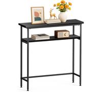 VOUNOT® Consolle Ingresso a 2 Ripiani in Metallo e MDF, Tavolo Consolle Stretta da Dietro Divano, Design Moderno Salvaspazio per Soggiorno, Corridoio, Ufficio o Camera da Letto, 80x24x80 cm, Nero