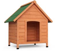 VOUNOT® Cuccia Cane da Esterno in Legno, Cucce per Cani con Tetto Spiovente Impermeabile, Pavimento Removibile e Piedi Antiscivolo, Casetta Robusta per Cani di Taglia Media, Naturale