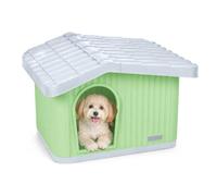 VOUNOT® Cuccia per Gatti e Cani Impermeabile con Tetto Inclinato, Casetta per Gatti da Esterno Aerazione e Piedini Antiscivolo, Cucce Confortevole per Gatto Cane o Coniglio, 60x51x41 cm, Verde