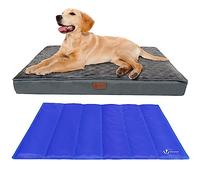 VOUNOT® Cuscino per Cane Ortopedico con Tappetino di Raffreddamento in Gel, Cuccia Materassino Cani Sfoderabile Lavabile con Tappeto Rinfrescante, 76x51x9cm