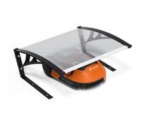 VOUNOT® Garage per Robot Tagliaerba 82x80x46 cm Tetto Rigido, Trasparente | Piedini in Metallo, Protezione dai Raggi UV e dalle Intemperie, Fissaggio al Terreno con Picchetti, per Giardino e Prato