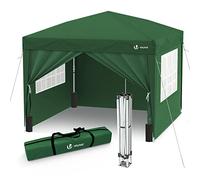 VOUNOT® Gazebo 3x3m Pieghevole con 4 Parti Laterali, Gazebo da Giardino Tenda Padiglione Pop up con 4 Sacchi di Sabbia di Peso e Sacca di Trasporto, Colore Verde