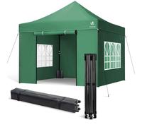 VOUNOT® Gazebo Pieghevole 3x3m Rinforzato, 4 Pareti Laterali e Finestre, Gazebo da Giardino con Borsa da Trasporto con Ruote e Sacchi di Sabbia, Tenda per Esterno, Campeggio ed Eventi, Verde