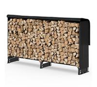 VOUNOT® Legnaia da Esterno in Metallo, Portalegna con Copertura Impermeabile, Ripiano per Legna da Ardere, Grande Capacità di Stoccaggio per Legna, 200 x 116 x 26 cm, Nero