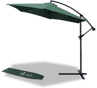 VOUNOT Ombrellone da giardino 300 cm, con supporto, manovella, protezione antivento e copertura, girevole a 360° e inclinabile, stabile ombrellone da giardino per terrazza, balcone e giardino