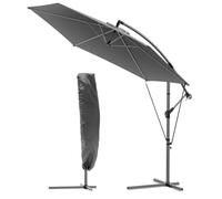 VOUNOT® Ombrellone da Giardino, Diametro 3M, Ombrellone Decentrato Parasole, con Base a Croce e Antivento Cinghia, Protezione UV, Grigio