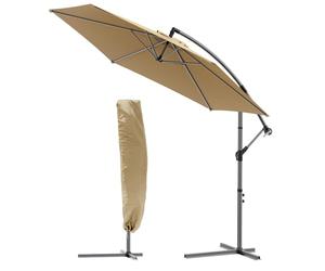 VOUNOT® Ombrellone da Giardino, Diametro 3M, Ombrellone Decentrato Parasole, con Base a Croce, Protezione UV, Cachi