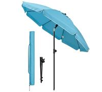 VOUNOT® Ombrellone da Spiaggia 2m Inclinabile Altezza Regolabile, Ombrellone da Giardino con Ancoraggio al Suolo Protezione UV 50+ e Borsa da Trasporto per Balcone, Terrazza e Campeggio, Turchese