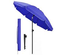 VOUNOT® Ombrellone da Spiaggia 2m Inclinabile Altezza Regolabile, Ombrellone da Giardino con Ancoraggio al Suolo Protezione UV 50+ e Borsa da Trasporto per Balcone, Terrazza e Campeggio, Blu