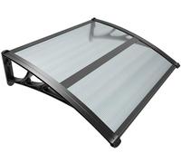 VOUNOT® Pensilina Tettoia per Porta Balcone Esterno, 100x80 cm, Tetto Policarbonato Alveolare Trasparente con Barra Centrale, Antracite