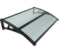VOUNOT® Pensilina Tettoia per Porta Balcone Esterno, 120x80 cm, Tetto Policarbonato Alveolare Trasparente con Barra Centrale, Antracite