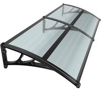 VOUNOT® Pensilina Tettoia per Porta Balcone Esterno, 200x80 cm, Tetto Policarbonato Alveolare Trasparente con Barra Centrale, Antracite