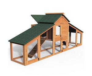 VOUNOT® Pollaio in Legno, Pollaio per Galline ovaiole da Esterno, Gabbia di Pollo Grande, 210 x 85 x 85cm