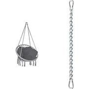 VOUNOT Poltrona Sospesa da Giardino, Sedia Amaca Altalena Macrame con Cuscino & KLIFFH & Auml;NGER Catena di Sospensione con Due moschettoni per sedie sospese, poltrone sospese e amache