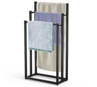 VOUNOT® Porta Asciugamani Bagno da Terra, Portasciugamani Autoportante in Metallo con 3 Bracci, Organizzatore per Bagno, 45x22x86 cm, Nero