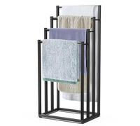 VOUNOT® Porta Asciugamani Bagno da Terra, Portasciugamani Autoportante in Metallo con 4 Bracci, Organizzatore per Bagno, 45x33x101 cm, Nero