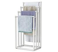 VOUNOT® Porta Asciugamani Bagno da Terra, Portasciugamani Autoportante in Metallo con 4 Bracci, Organizzatore per Bagno, 45x33x101 cm, Bianco