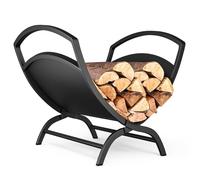 VOUNOT® Portalegna da Interno a Forma di X, Cesta Porta Legna in Metallo per Camino e Esterno, Base Robusta e Stabile per Legna da Ardere, 40,5x32x33 cm, Nero